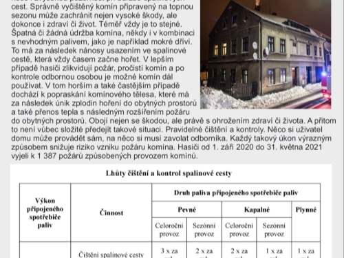 Hasiči varují před vznikem požáru