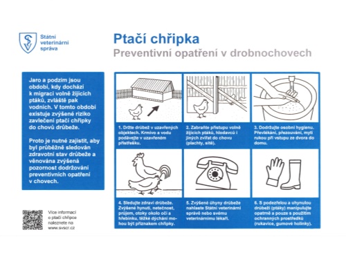 Ptačí chřipka - vymezené pásmo dozoru zůstává stále v platnosti