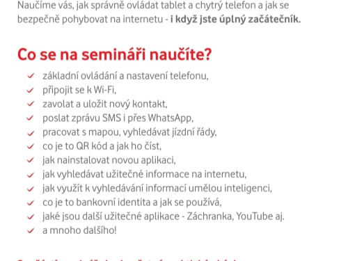 SEMINÁŘ JAK NA CHYTRÝ TELEFON A TABLET - pro seniory